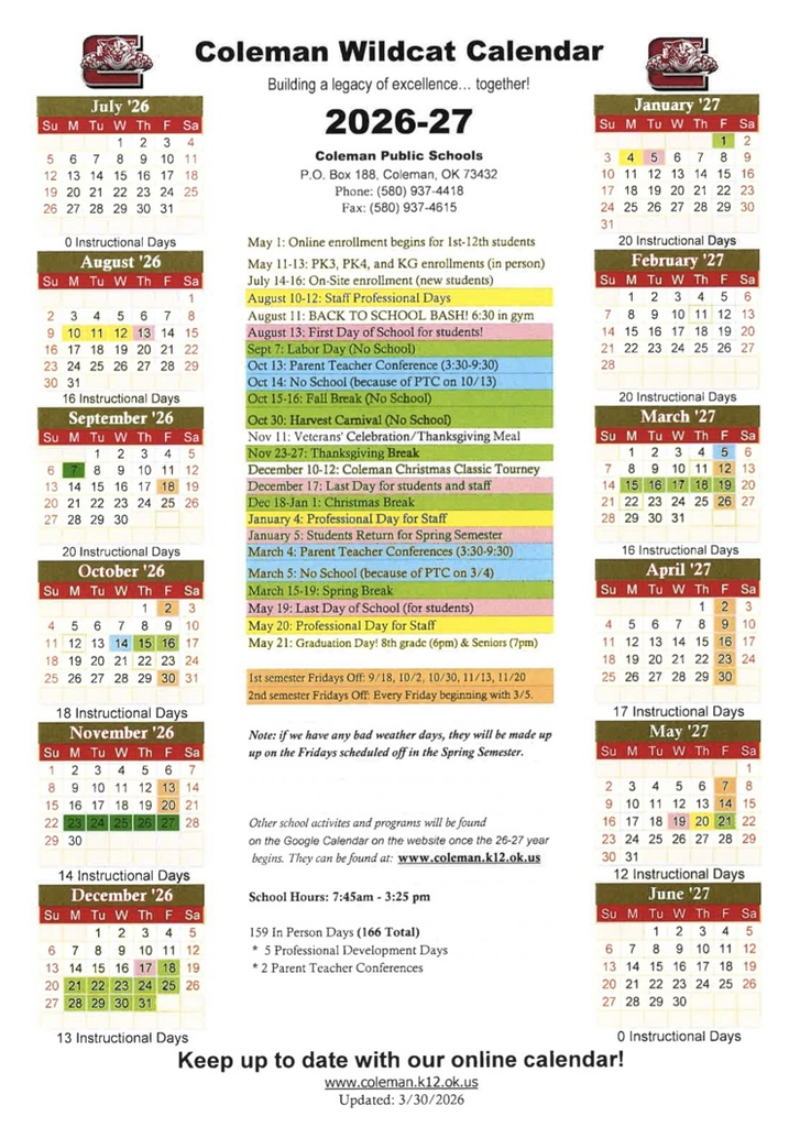 School calendar