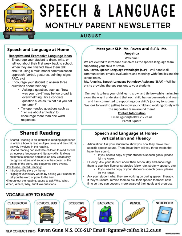 Speech & Language Newsletter