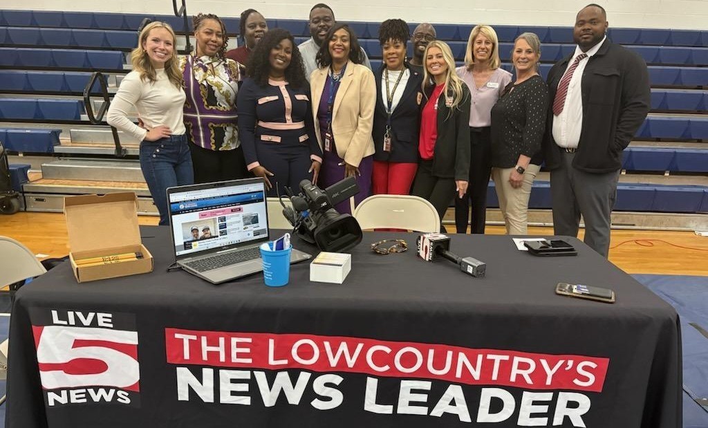 District Leadership, CCHS Staff, & Ch. 5 reporter