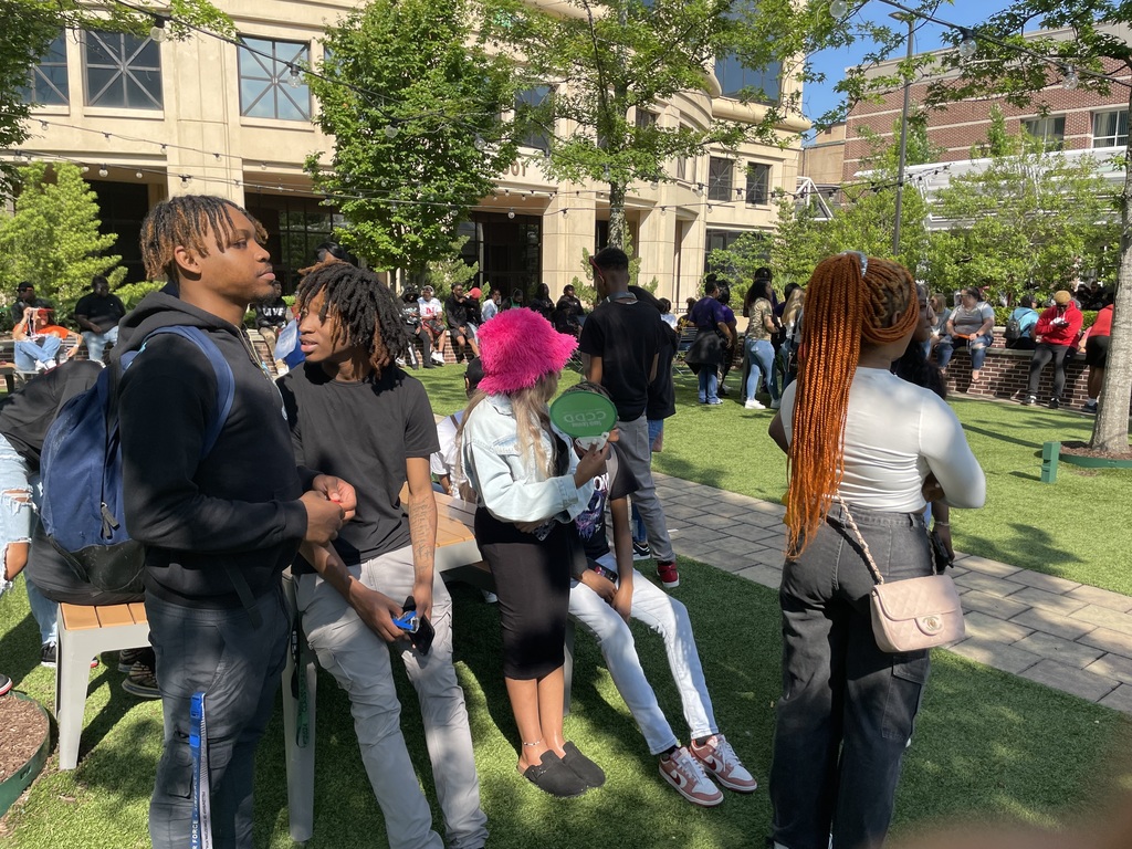 Students at the college fair