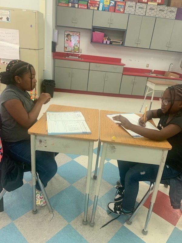 Two students working