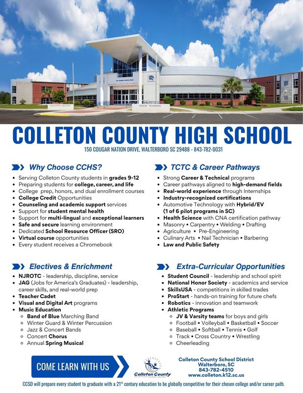 Flyer with informatio about CCHS