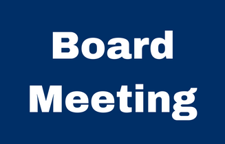 The words Board Meeting in white letters on a dark blue background