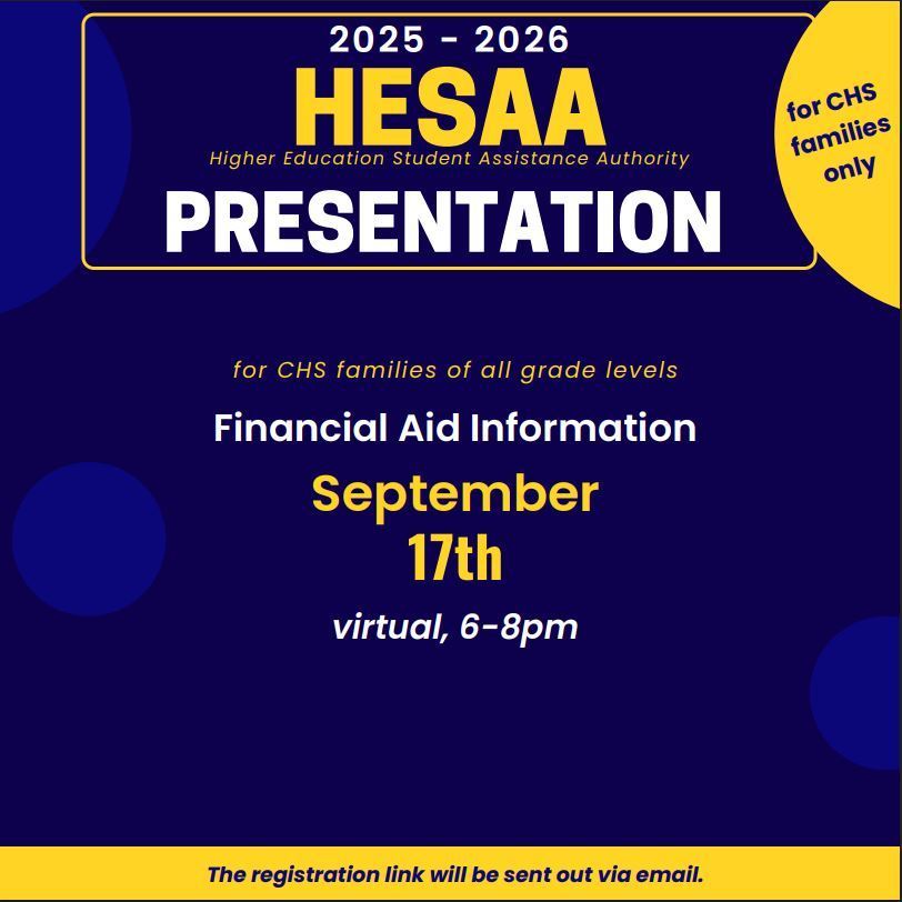 HESAA Presentation- Financial Aid information September 17th, virtual, 6-8pm