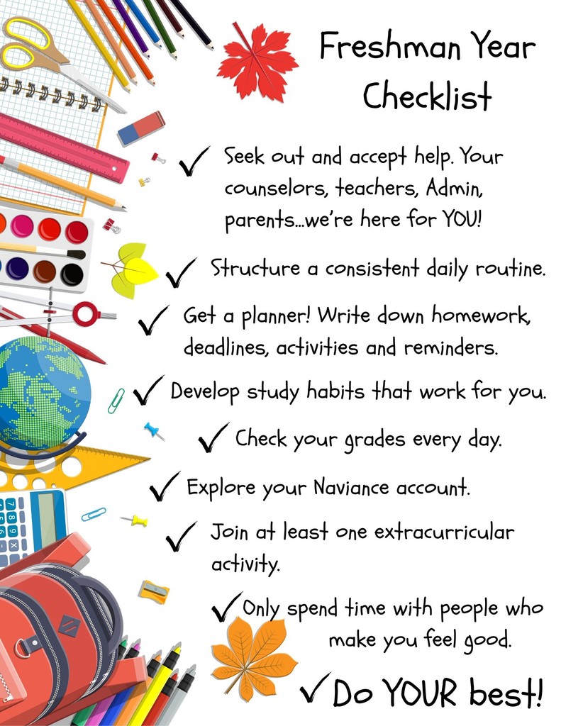 9th grade checklist from the counseling office