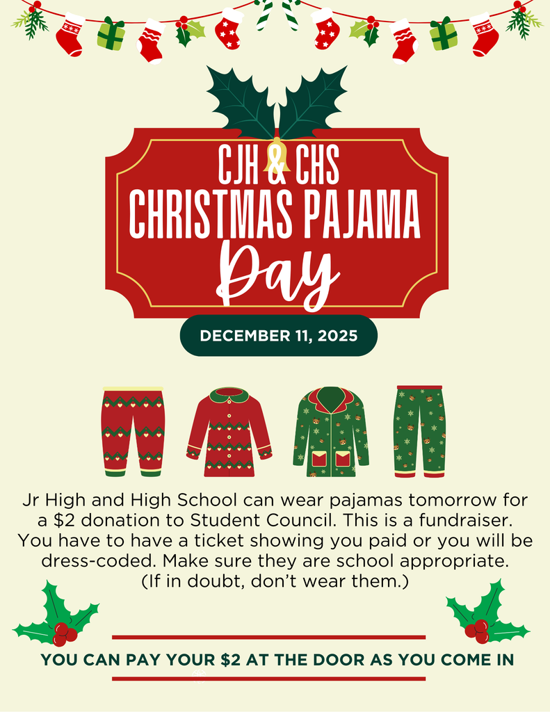 Beige and Red Illustration Christmas Pajamas Party Flyer