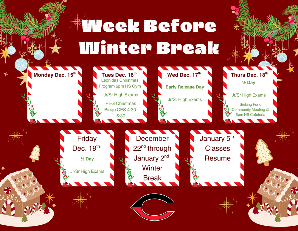 Week Before Winter Break Schedule 2025