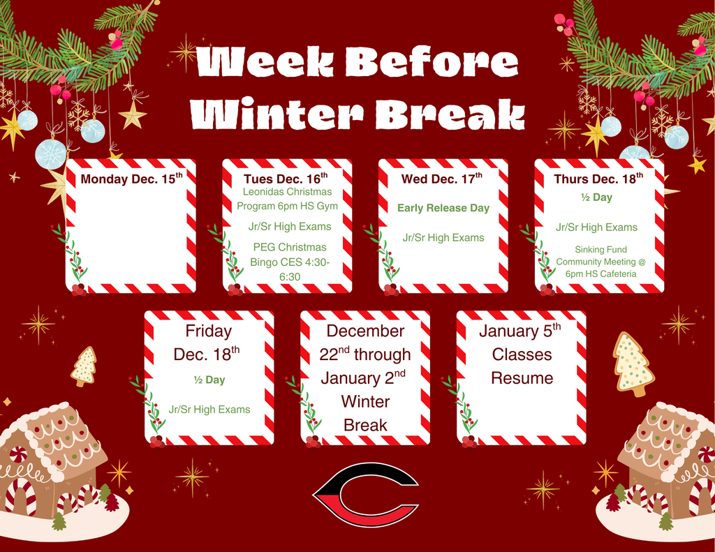 Week Before Winter Break Schedule 2025