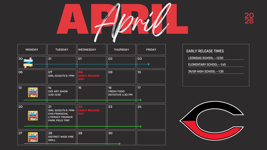 April 2026 Calendar of Events