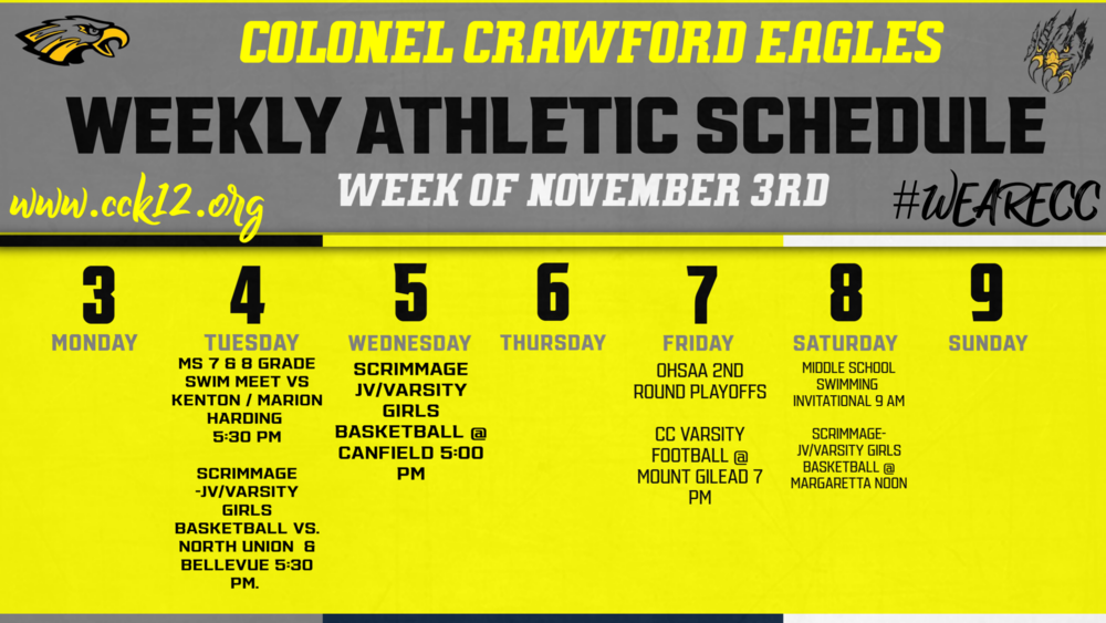 11-3 athletic schedule