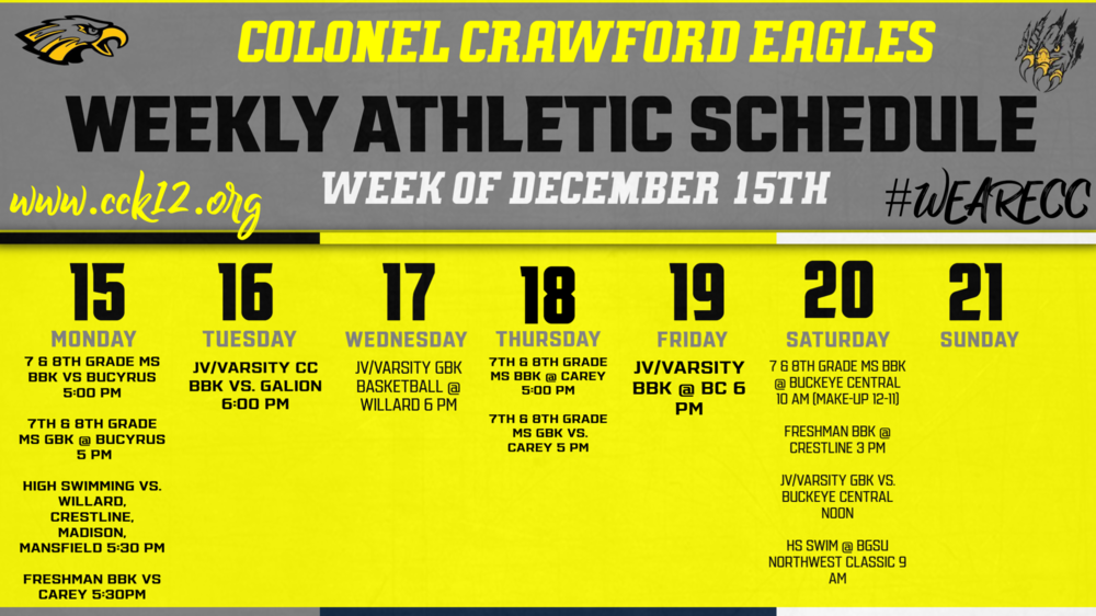 athletic schedules 12-15