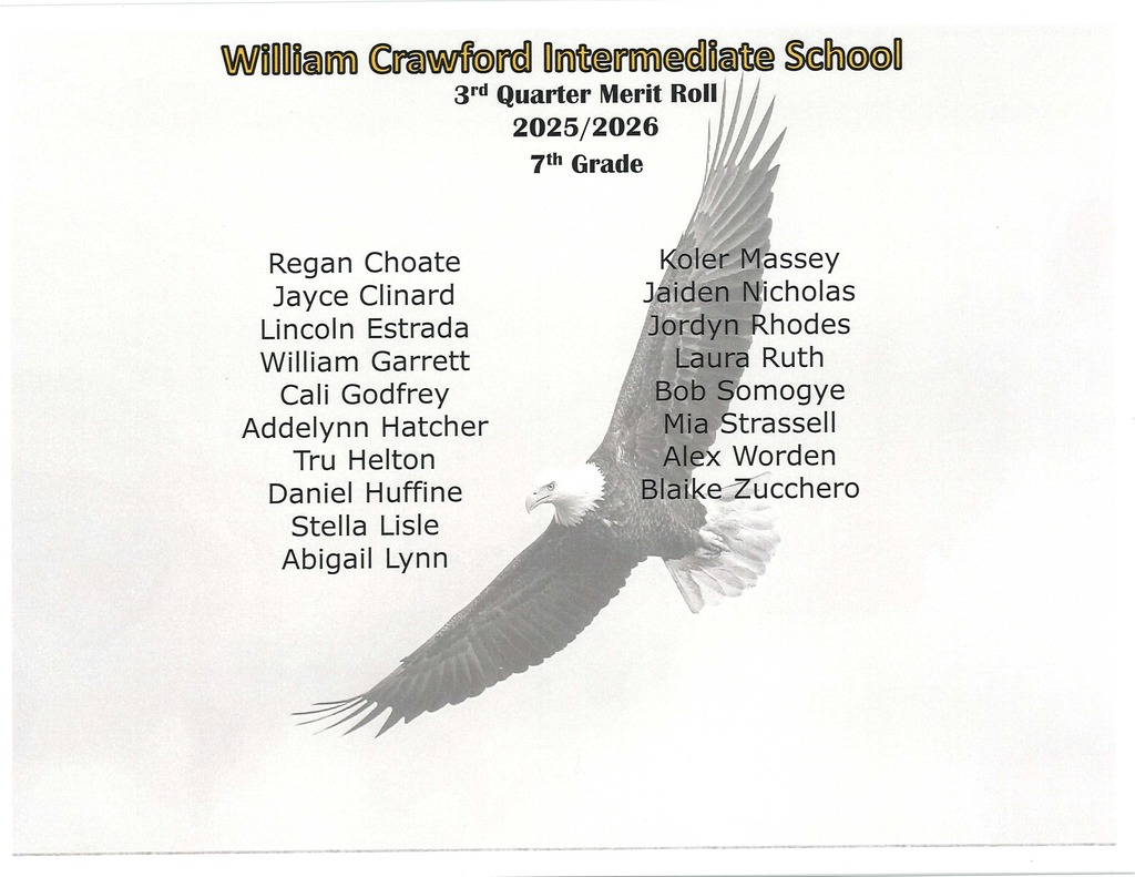 WCIS 3rd Quarter Merit Roll 7th Grade