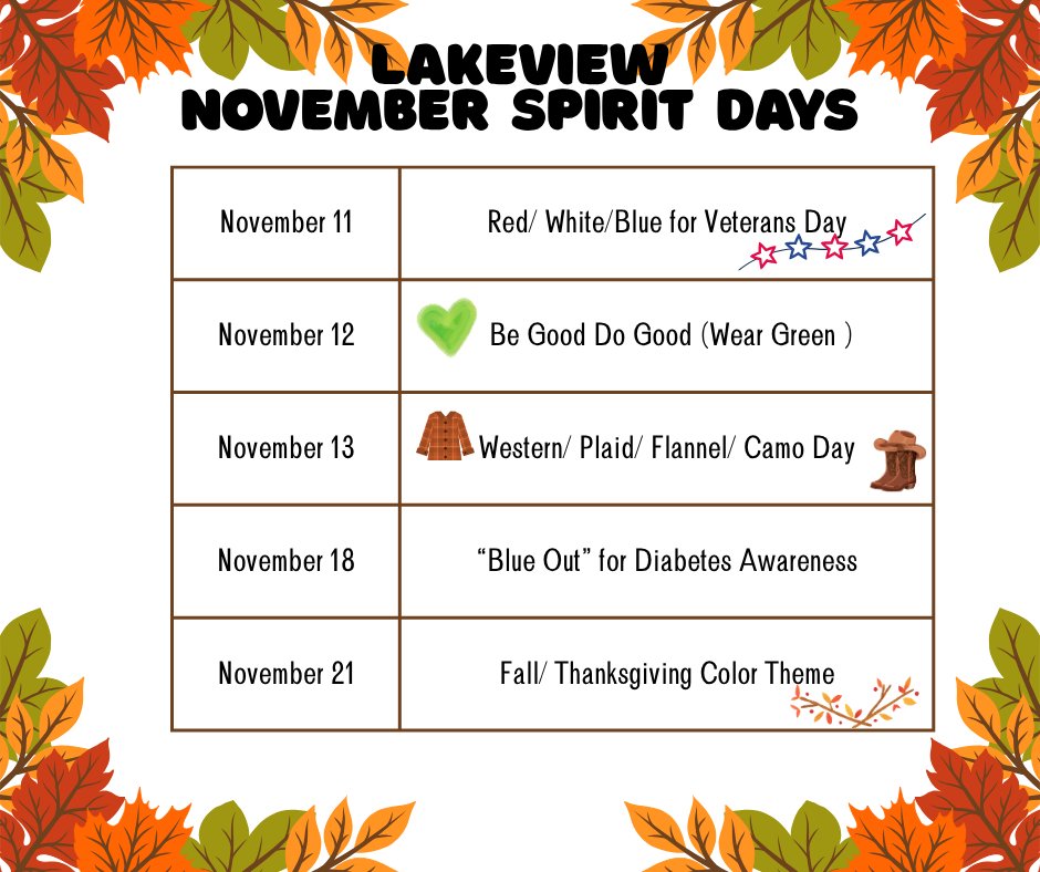 flyer with colorful leaves in the corners