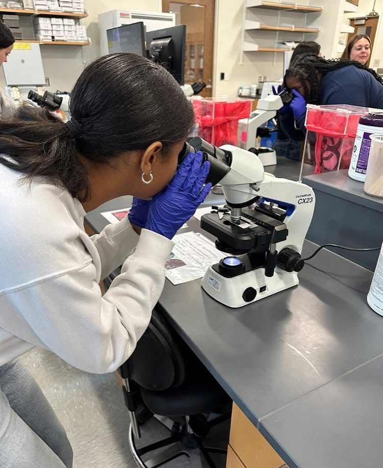 Student with microphone