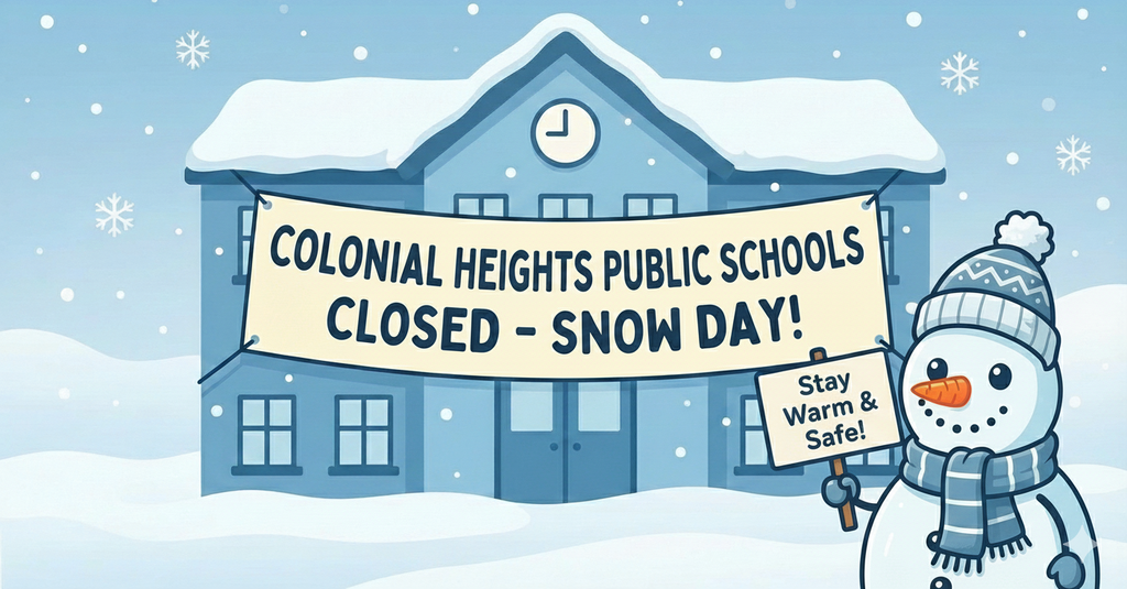 School Closed notice with a snowman