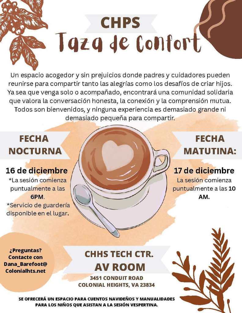 Cup of Comfort Flyer Spanish