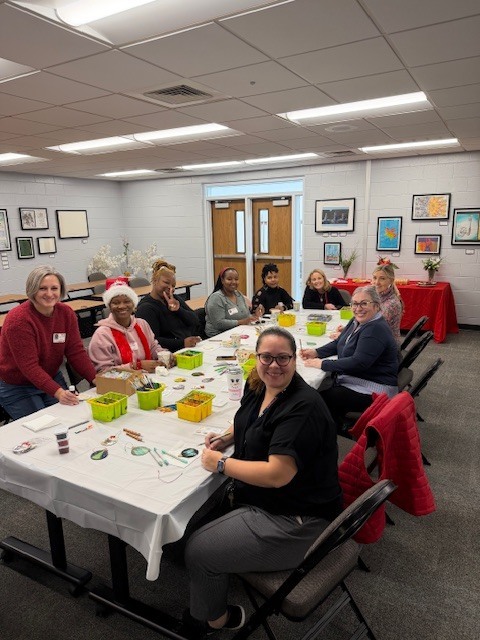 Families painting ornaments