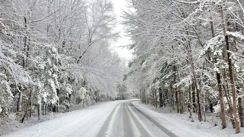 snow and ice covered road