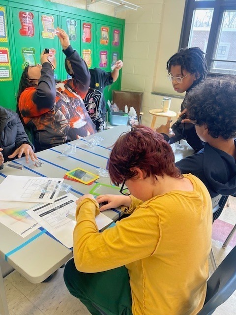 Students working on science project