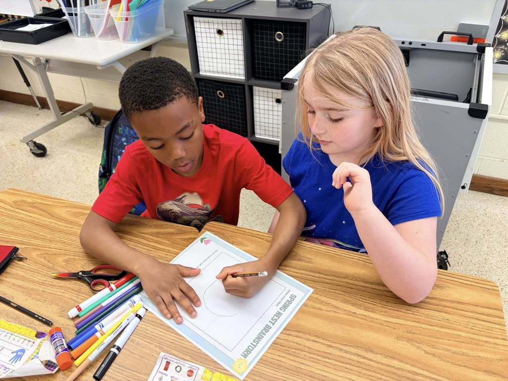 students working on group project