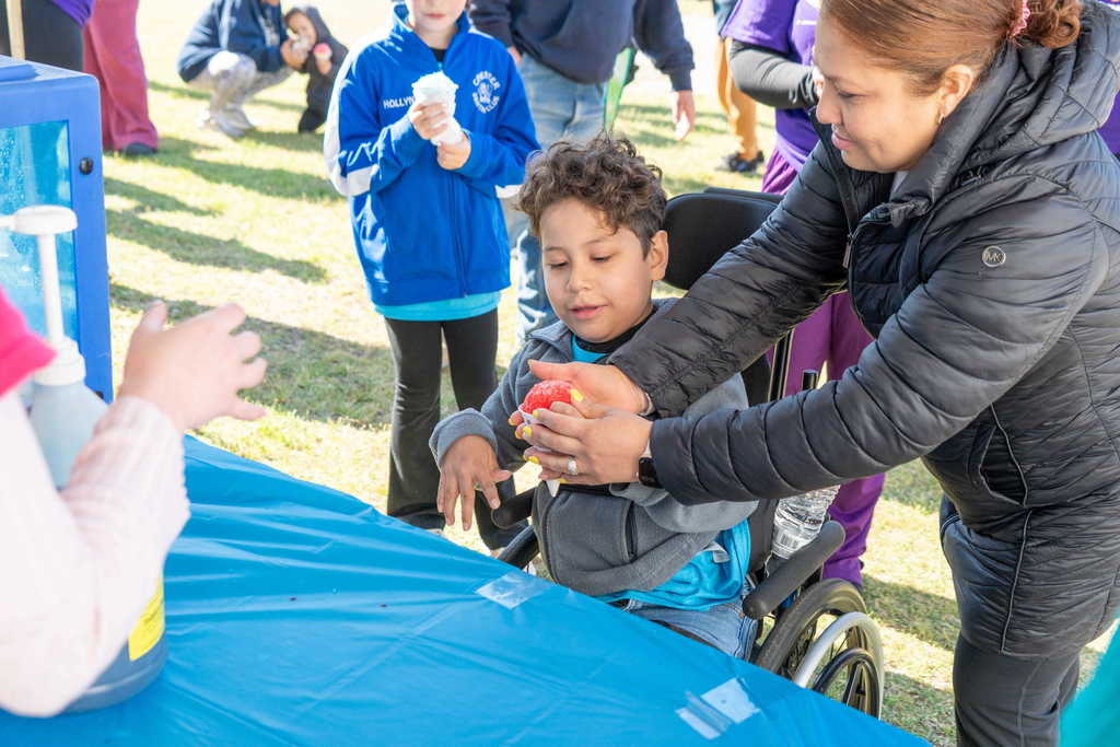Student getting snowcone
