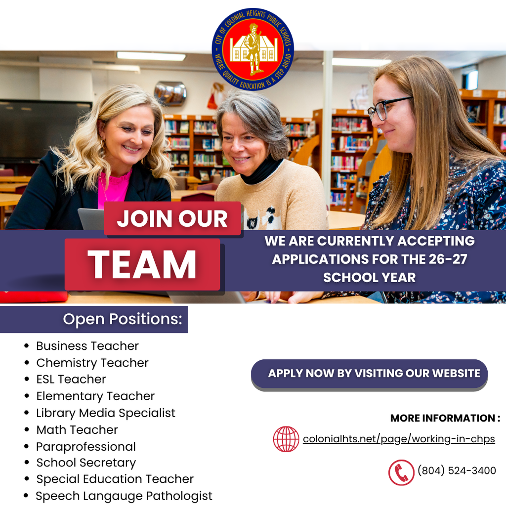 Join our Team graphic with list of open positions