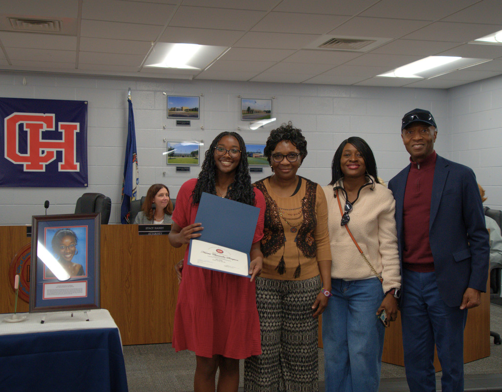Senior of the Month with Family and Award