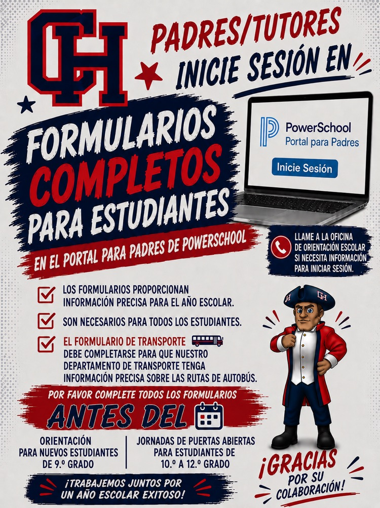 flyer about filling out forms in PowerSchool in Spanish