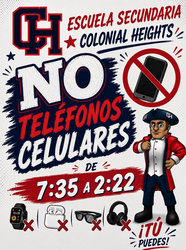 no cell phone during the school day flyer in Spanish