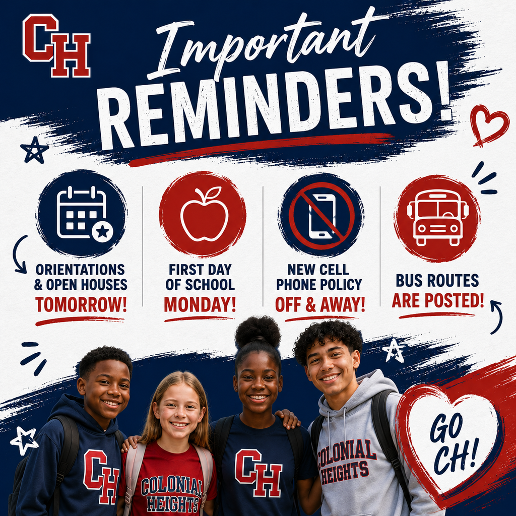CHPS Important Back to School Reminders Graphic