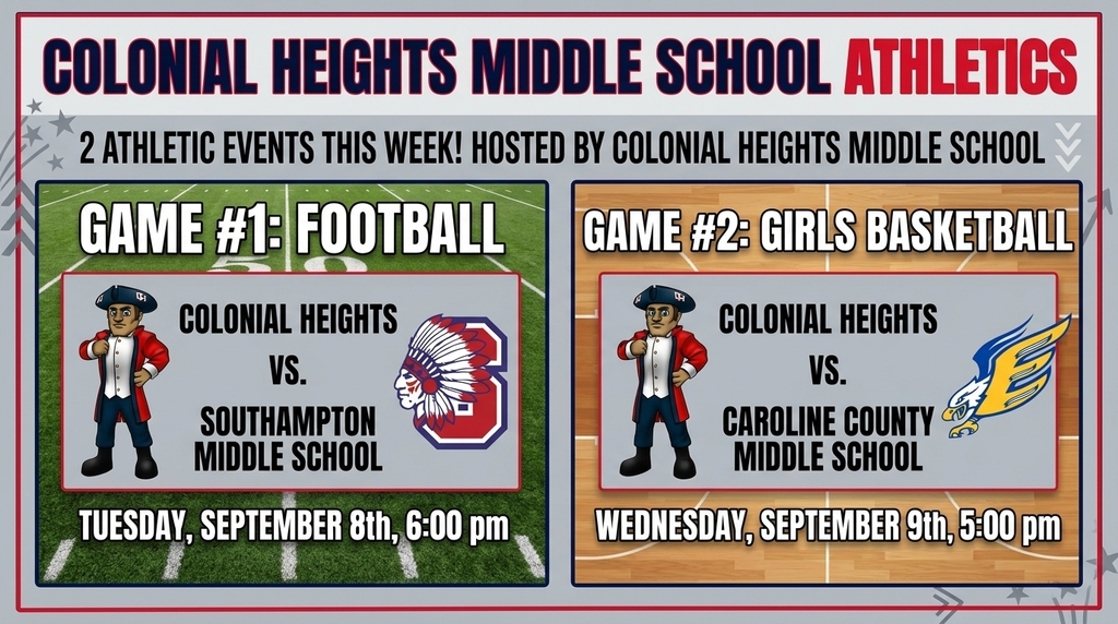 Colonial Heights Middle School upcoming athletic events.