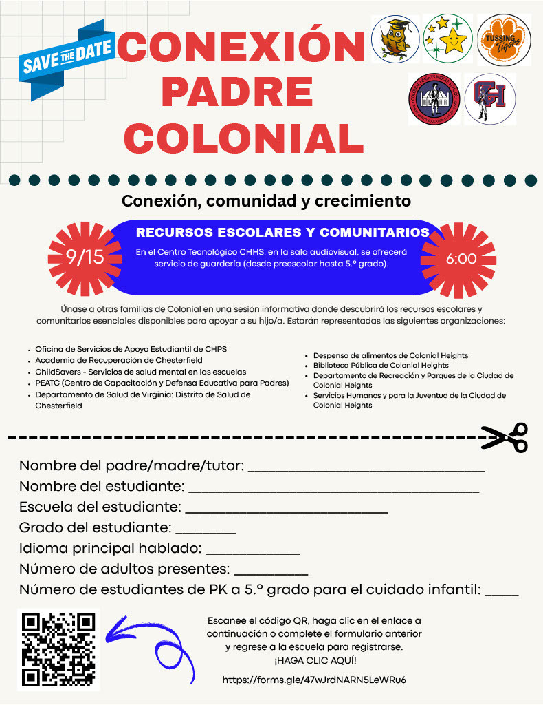 Colonial Parent Connection Flyer - Spanish