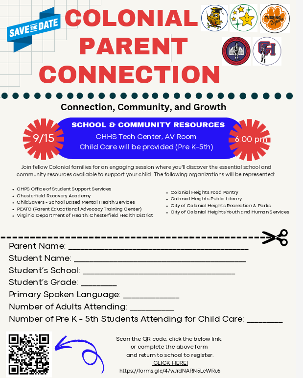 Colonial Parent Connection Flyer English