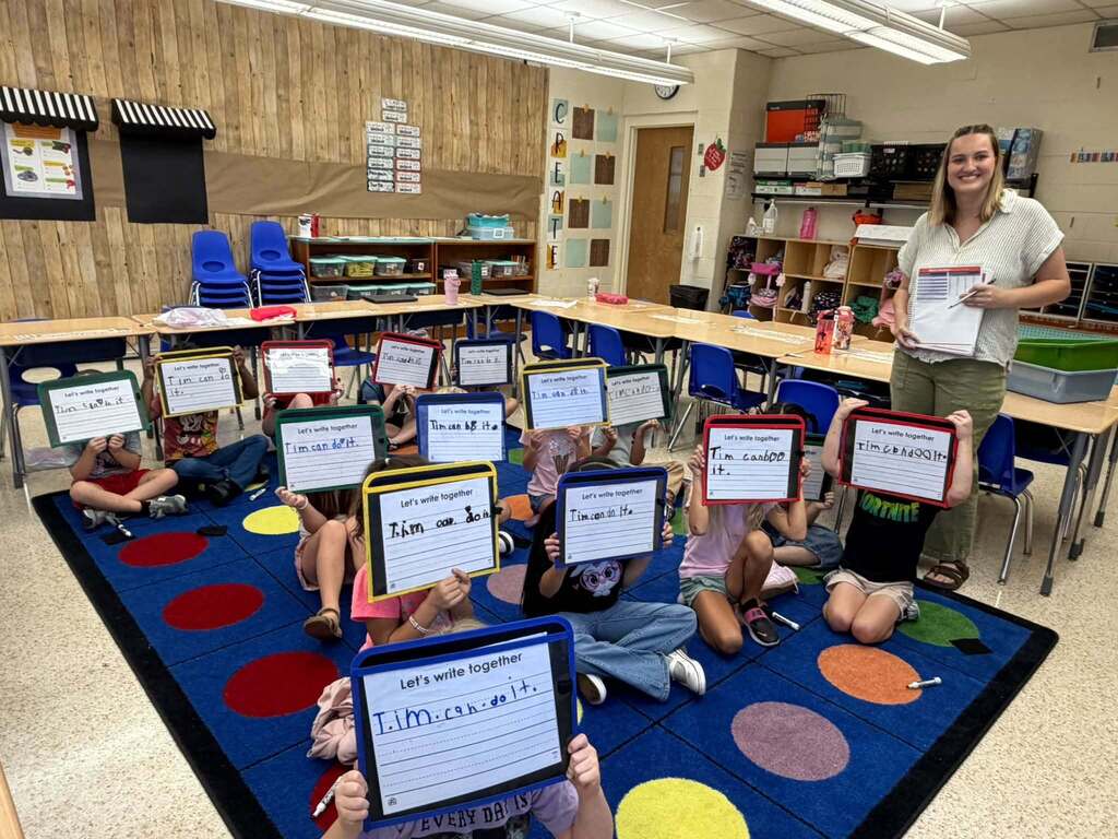 Students working on writing