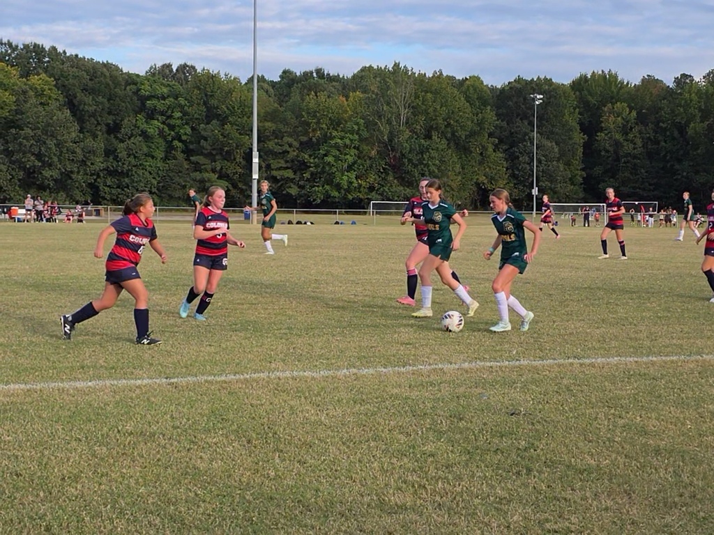 Girls Soccer playing hard