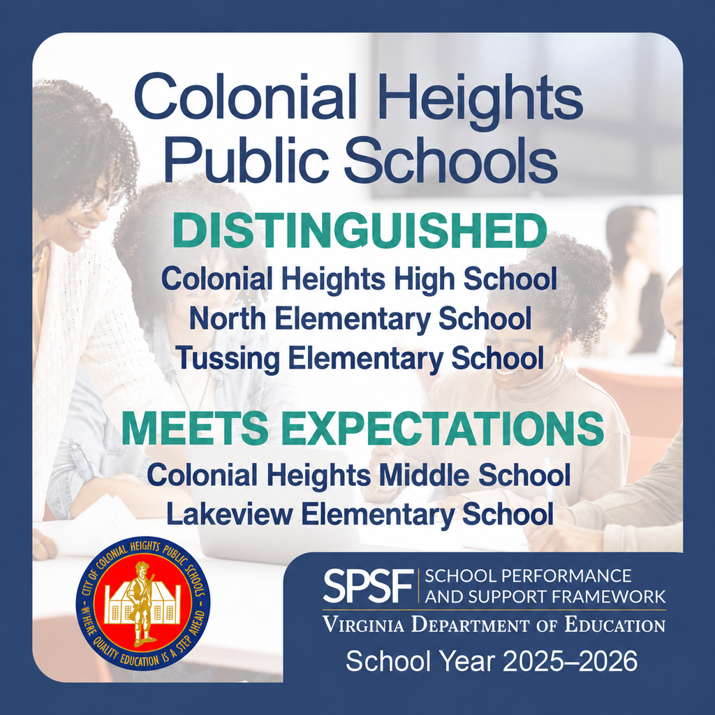 Flyer - CHHS, NES, TES all identified as Distinguished schools. CHMS, LES identified as Meets Expectations Schools.