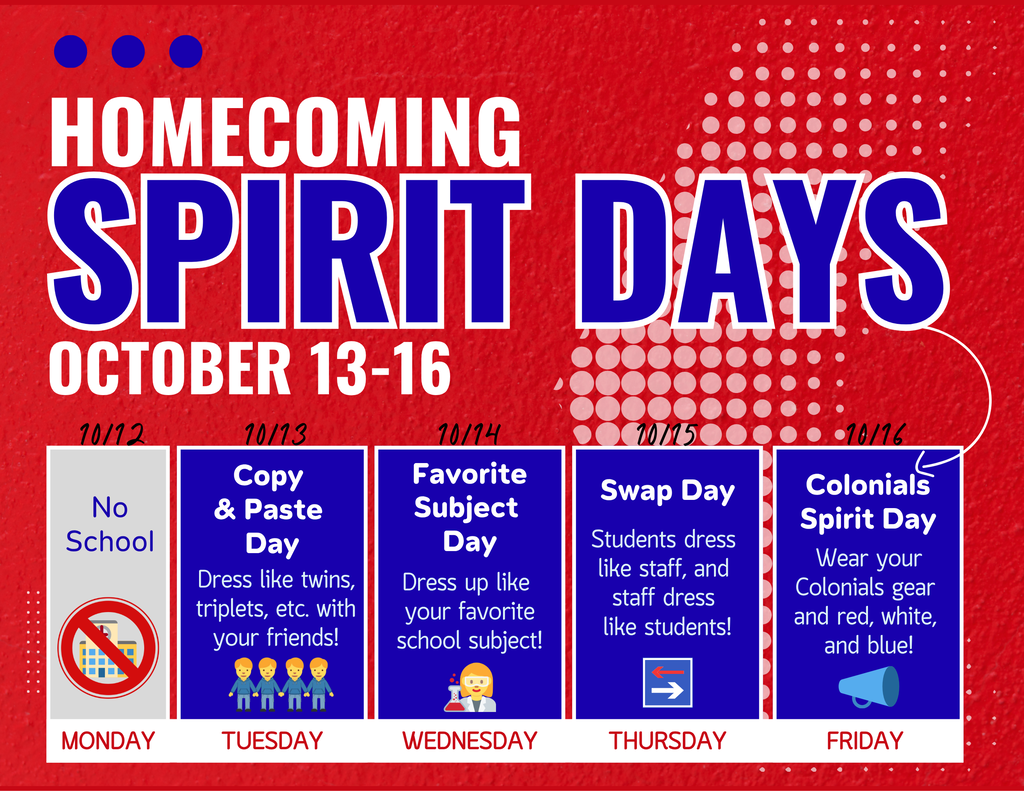 Upcoming Spirit Days for Homecoming Week!