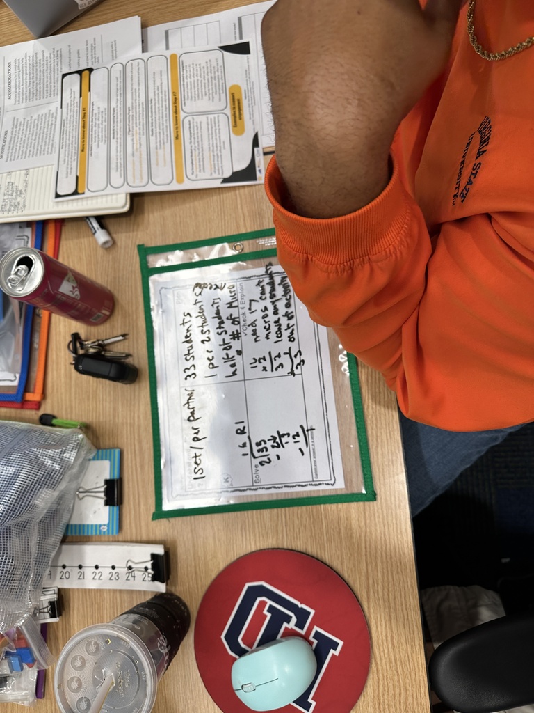 Up close view of a teachers student math manipulatives and strategies to use with students