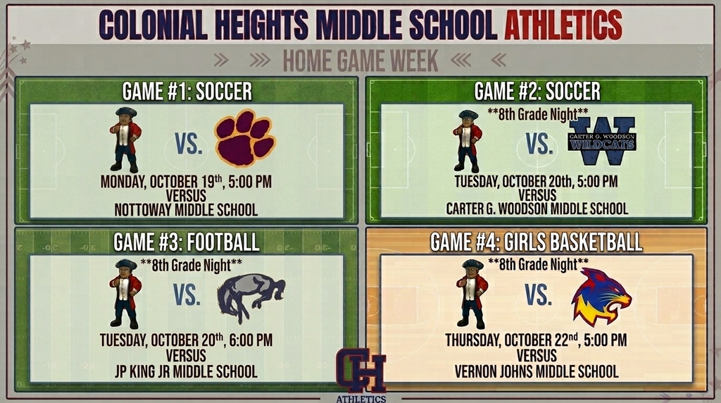 Home Game Schedule for the week of 10/19-10/23