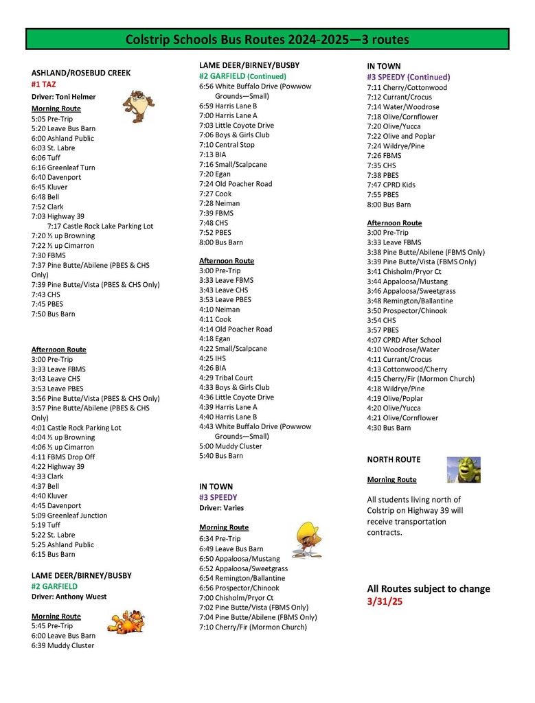 3-Route Bus Schedule