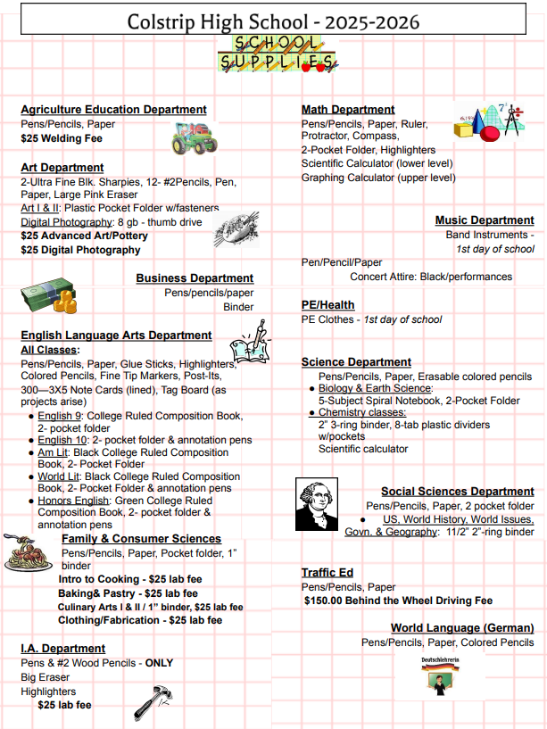 CHS Supply List