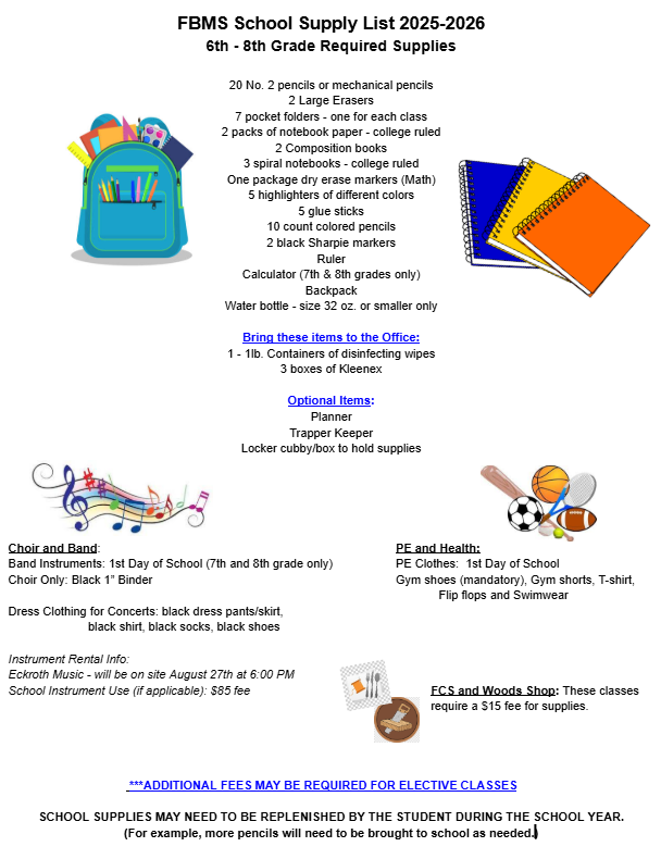 FBMS Supply List