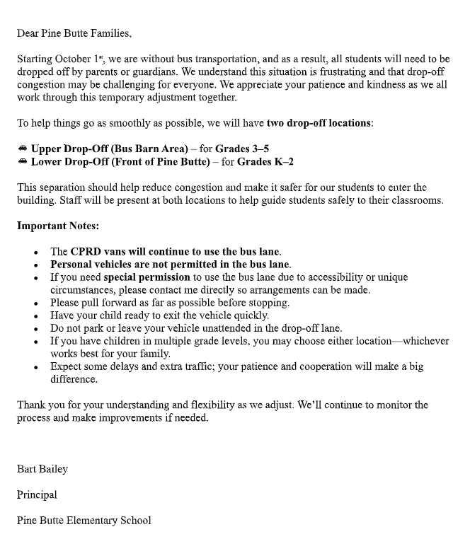 Letter from PBES