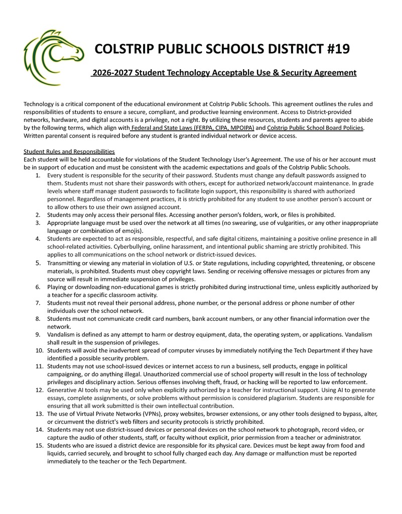 Student Tech Agreement