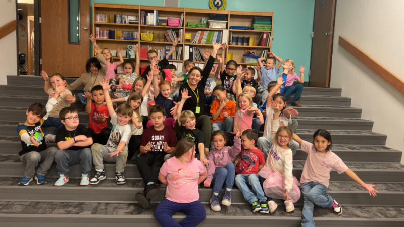 First Grades take a bow with Ms. Kelsey