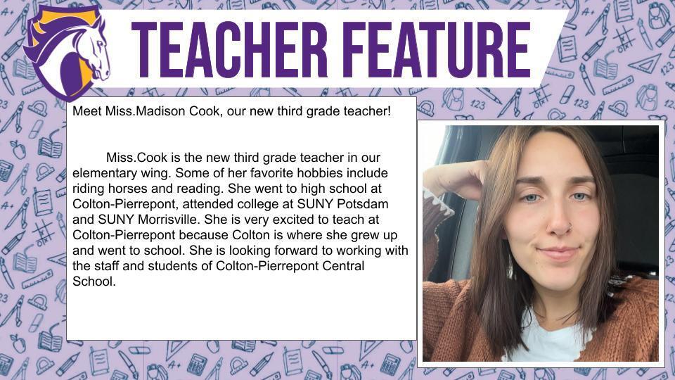 Image of Madi Cook, our new third grade teacher. Paragraph of introduction. 