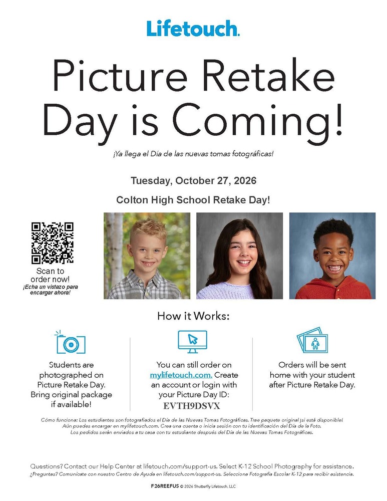 Picture Retake Day Tuesday October 27