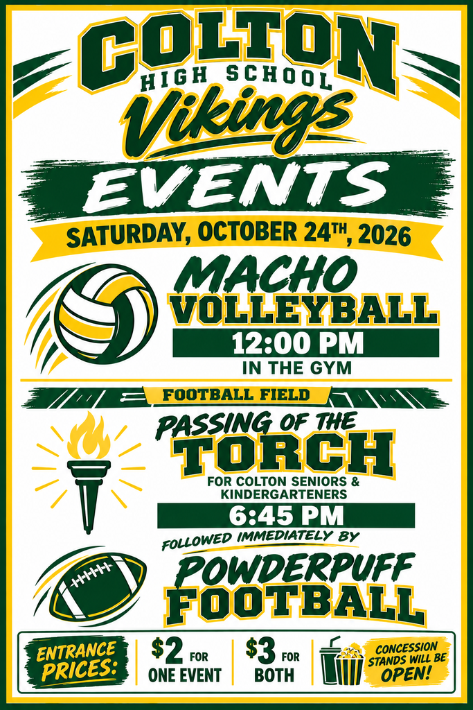 An announcement poster for a Saturday sports event with a volleyball, football, and torch graphic.