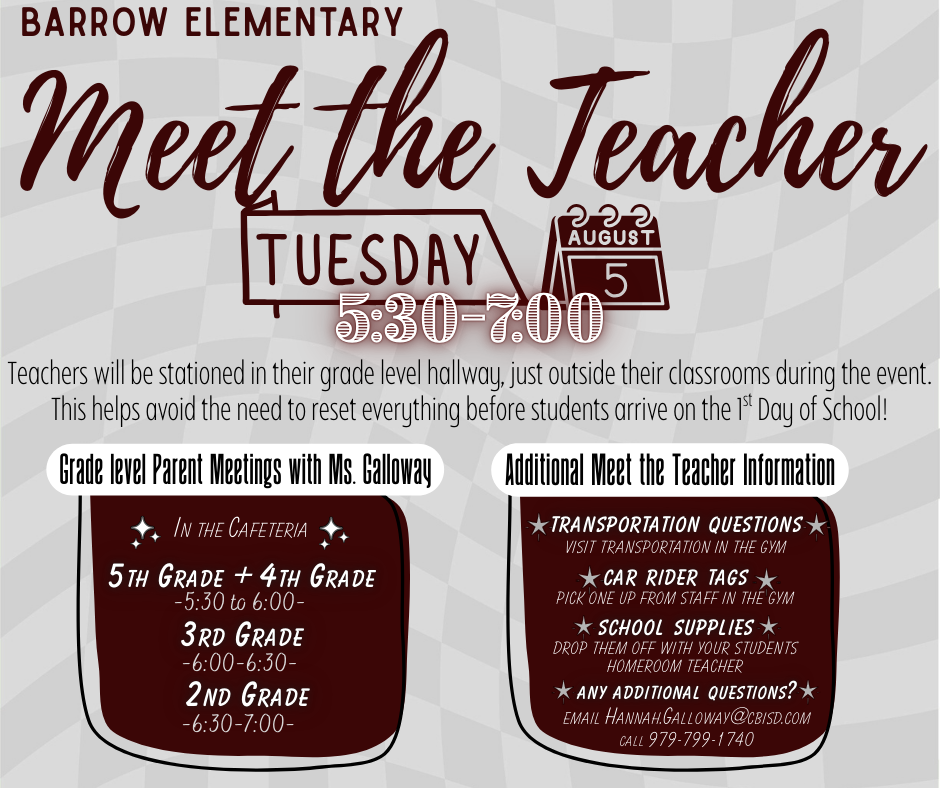 BE Meet the Teacher. August 5th 5:30-7:00