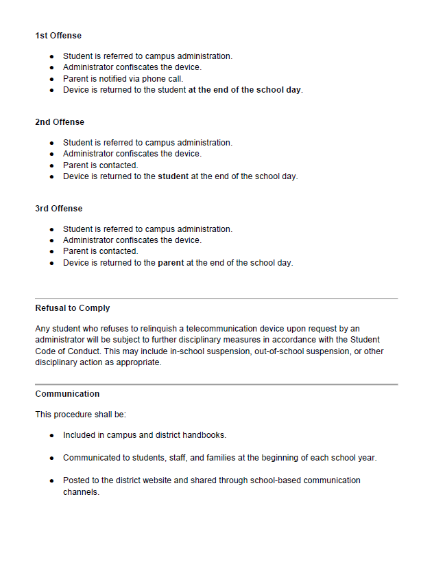 CBISD Cell Phone and Telecommunication Device Policy